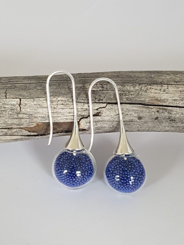 Parure verre soufflé et micro-billes bleu marine – Image 4