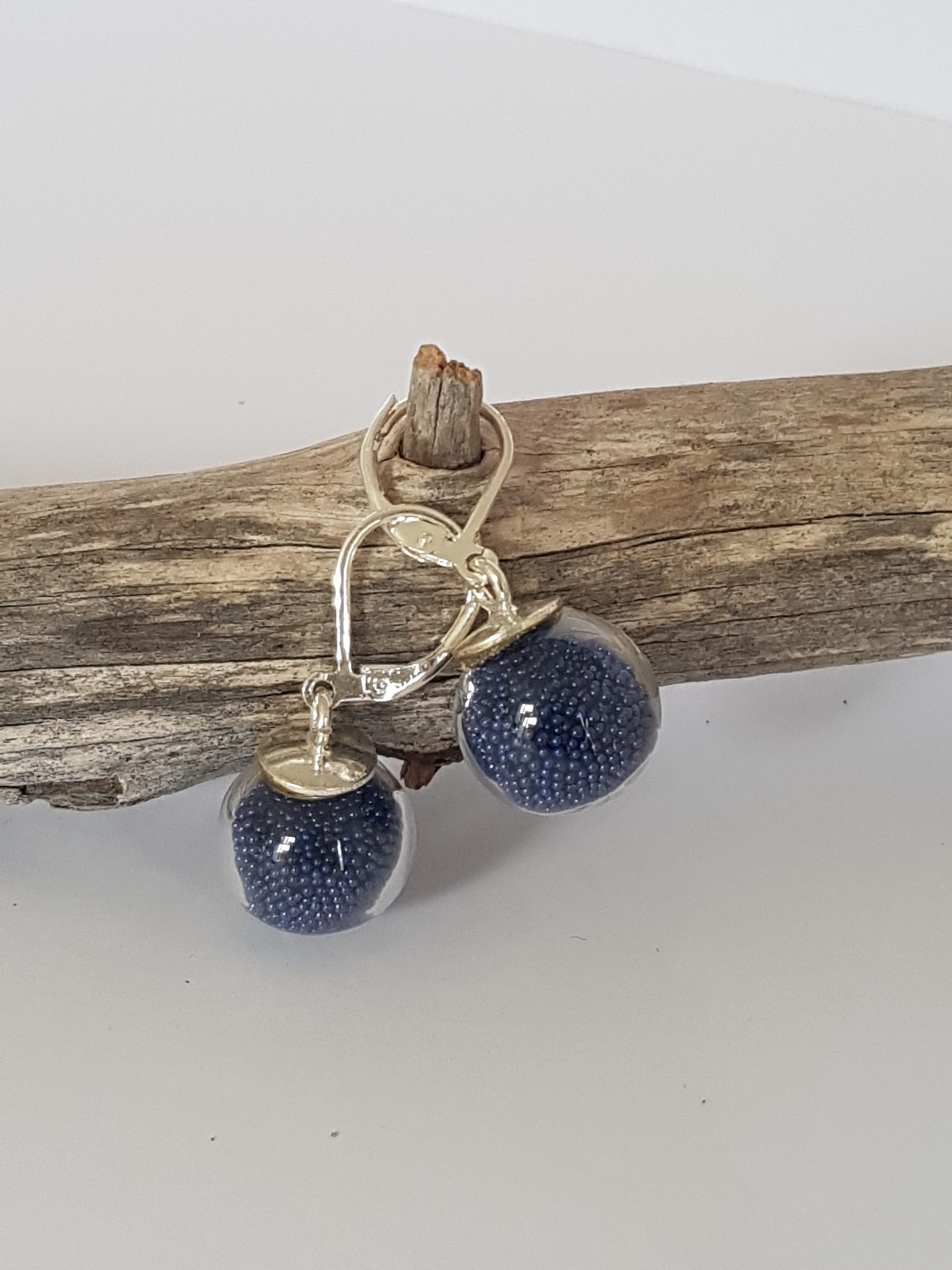 Parure verre soufflé et micro-billes bleu marine – Image 7