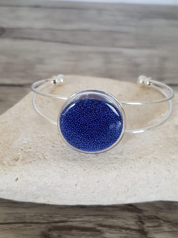Parure verre soufflé et micro-billes bleu marine – Image 3