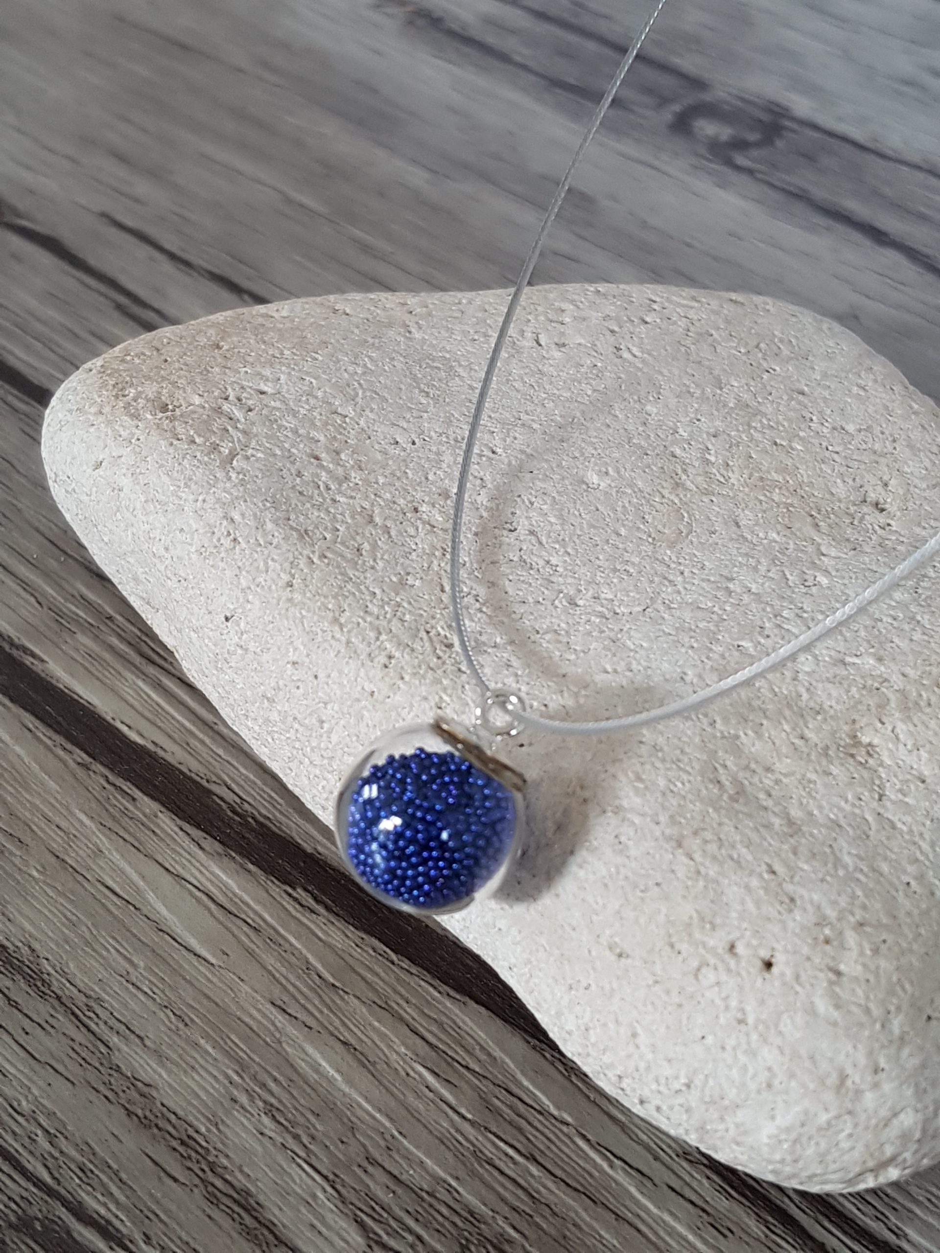 Parure verre soufflé et micro-billes bleu marine – Image 2
