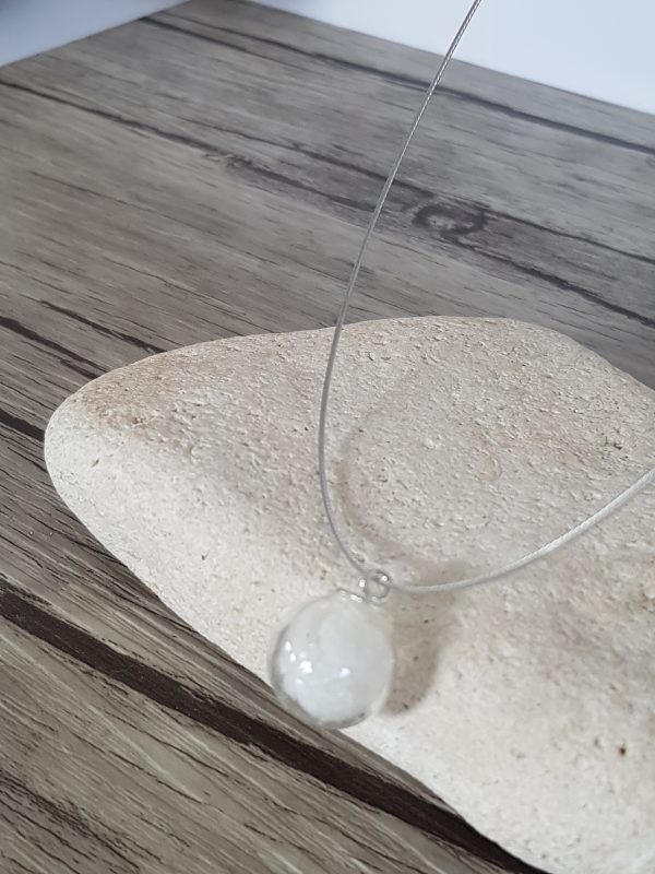 Collier bulle verre soufflé et fleur de sel