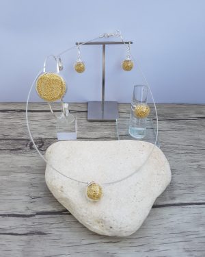 Parure verre soufflé et micro-billes doré