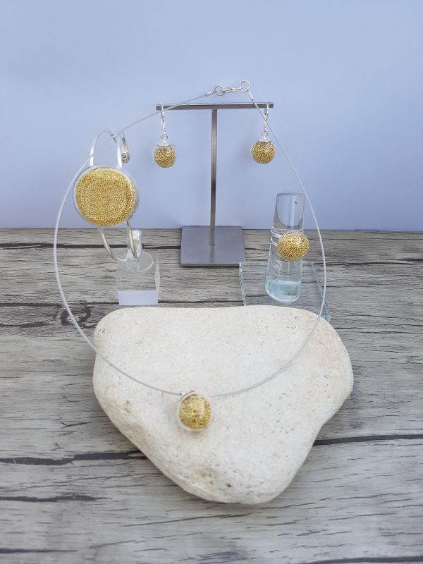 Parure verre soufflé et micro-billes doré