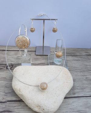 Parure verre soufflé et sable d'Oléron