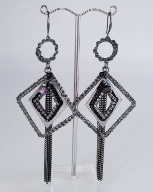 Boucles d'oreilles géométrie grises et noires