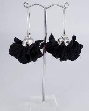 Boucles d'oreilles créoles et froufrous noir