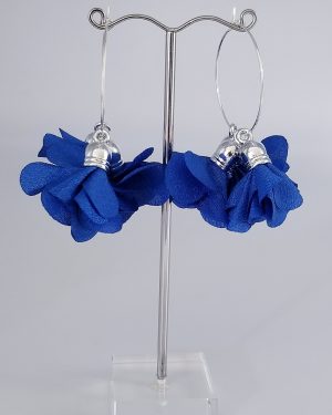 Boucles d'oreilles créoles et froufrous bleu électrique