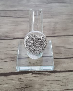Bague bulle de verre disque et micro-billes gris