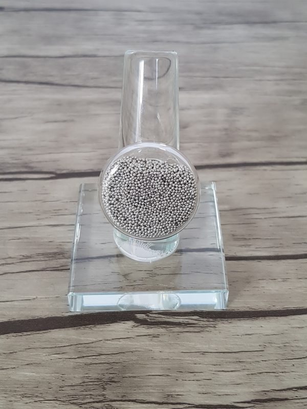 Bague bulle de verre disque et micro-billes gris