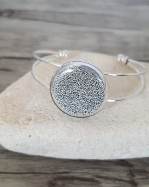 Bracelet capsule de verre et micro-billes gris