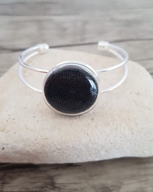 Bracelet capsule de verre et micro-billes noir