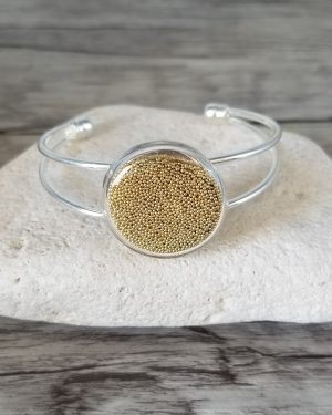 Bracelet capsule de verre et micro-billes doré