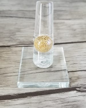 Bague dôme verre soufflé et micro-billes doré
