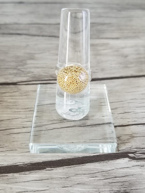 Bague dôme verre soufflé et micro-billes doré